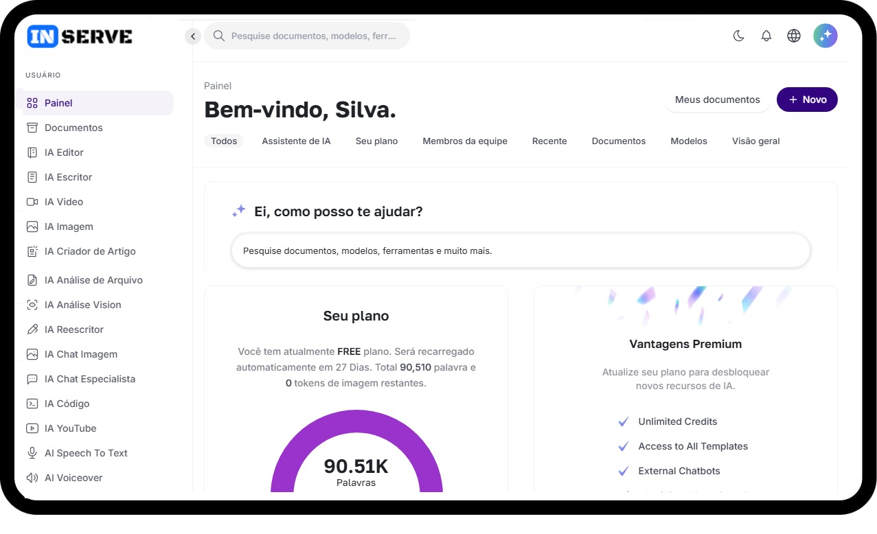 MagicAI Dashboard Mockup